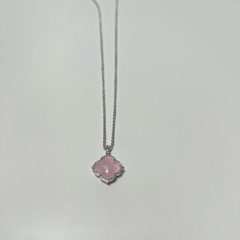 Kendra Scott Mallory Silver Pendant Healing Rose Quartz Necklace - Picture 9 of 12
